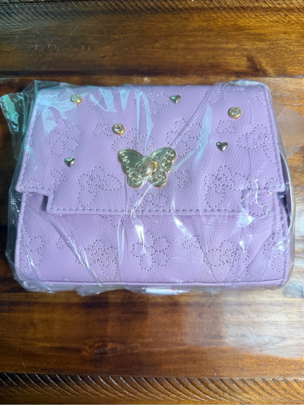 Purple Butterfly Accent Girls Crossbody Purse